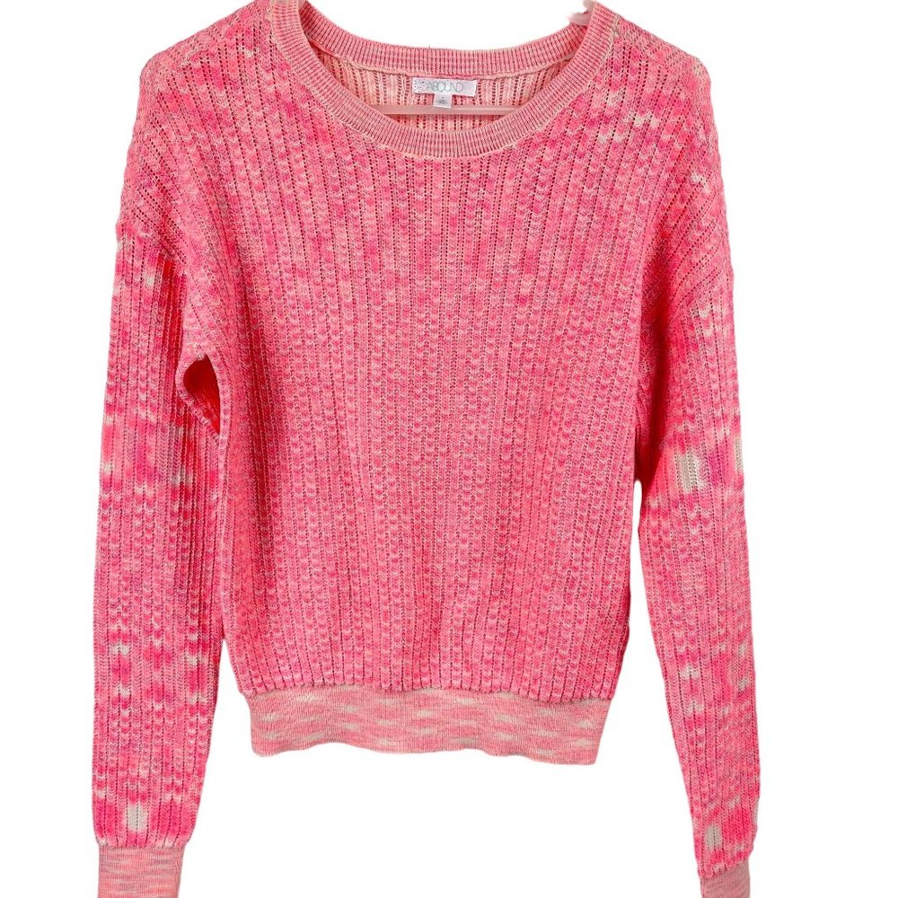Nordstrom Abound Drop Shoulder Knit Pullover Sweater Pink Gray Space Dye Size S